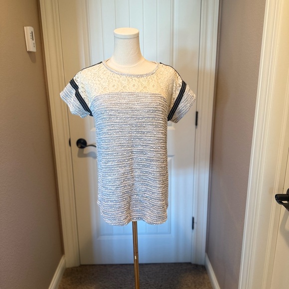Sanctuary Tops - Sanctuary Tweed and Lace Top with sequin detail